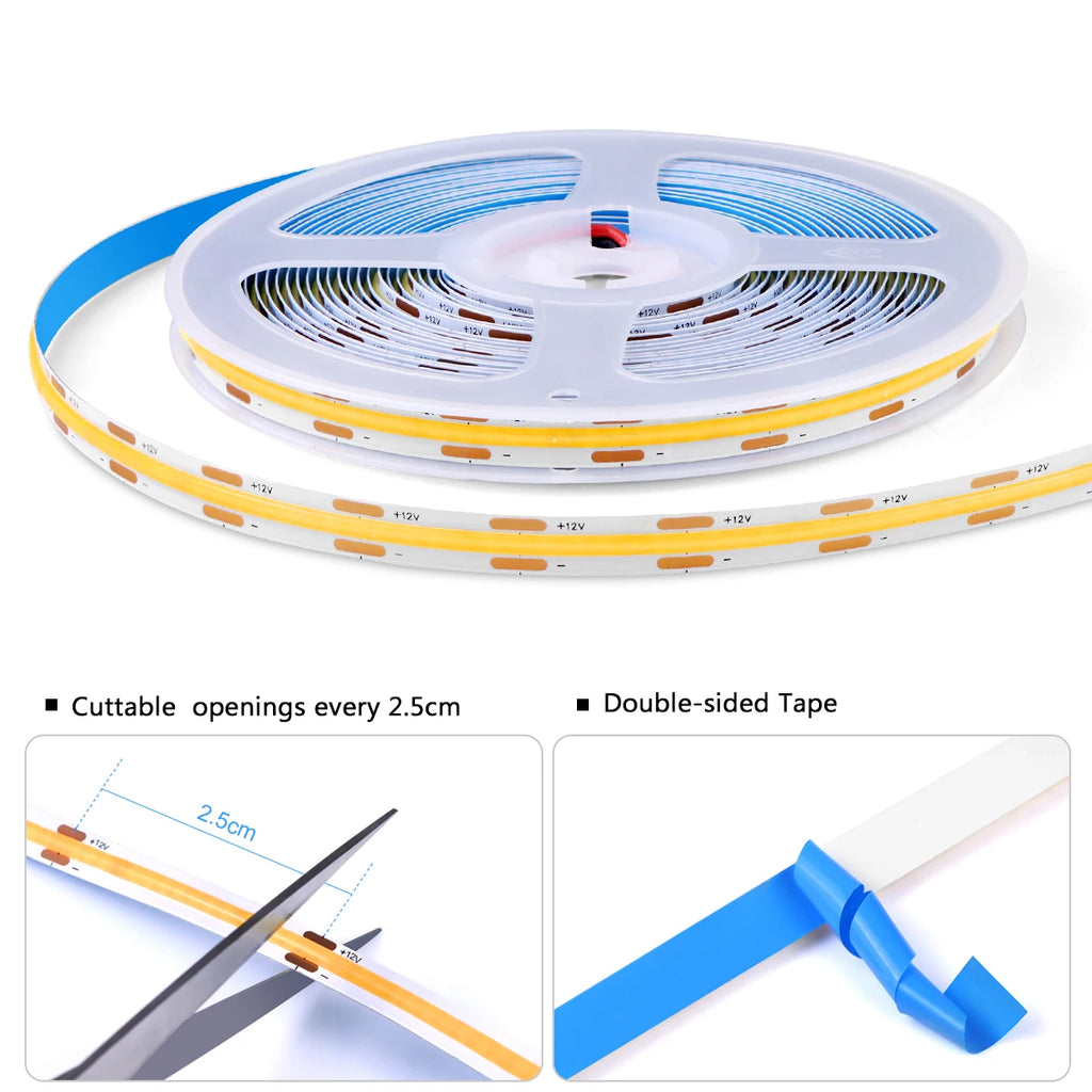 Smart Door Proximity Sensor Control LED Under Cabinet Lights 12V COB LED Strip Showcase Wardrobe Lamp Backlight For Room Kitchen