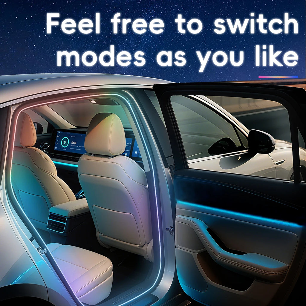 4 in 1 Full Color Streamer Car Door Frame LED Ambient Lights Symphony Acrylic Light Strip USB Atmosphere Lamp Kit Remote Control
