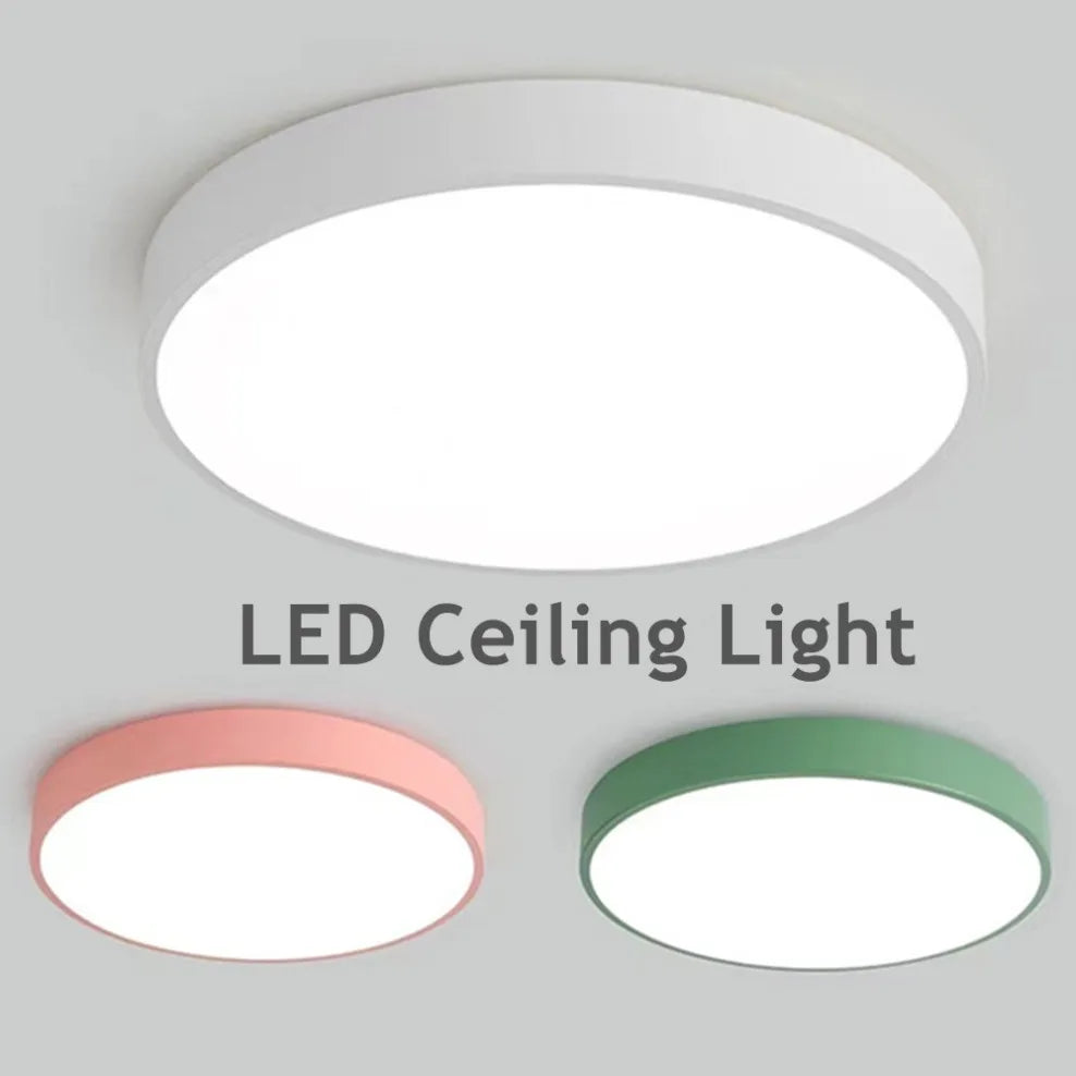 LED Nordic Ceiling Light Circular Grain Macaron Lamp Modern Bedroom Study Balcony Children's Room Home Light 30cm 40cm 60cm