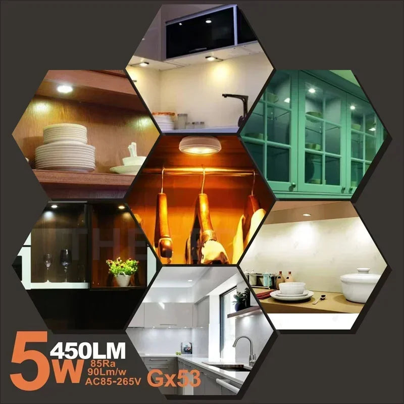 New LED GX53 bulb AC/DC220V 2835SMD  led Cabinet Lamp Bulb warm white light without stroboscopic replacement of 50W halogen lamp