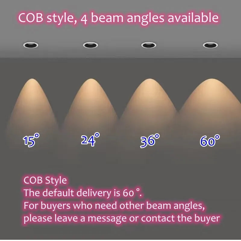 Highlight LED AC110-230V Anti Glare Recessed Dimmable Downlights COB 7W9W12W15W20W24W36W45W60W Ceiling Lamp Spot Light Parlor