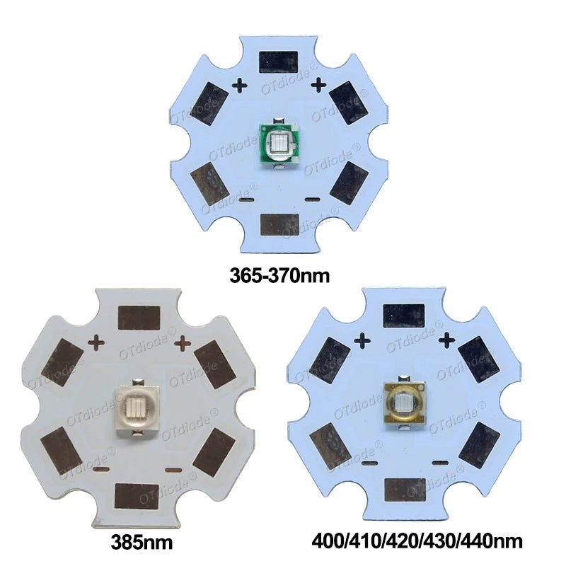 1-50pcs 3W 3535 UV Purple High Power LED Lamp Chip 365nm 370nm 385nm 395nm 400nm 410nm 420nm Beads Ultra Violet Light With PCB