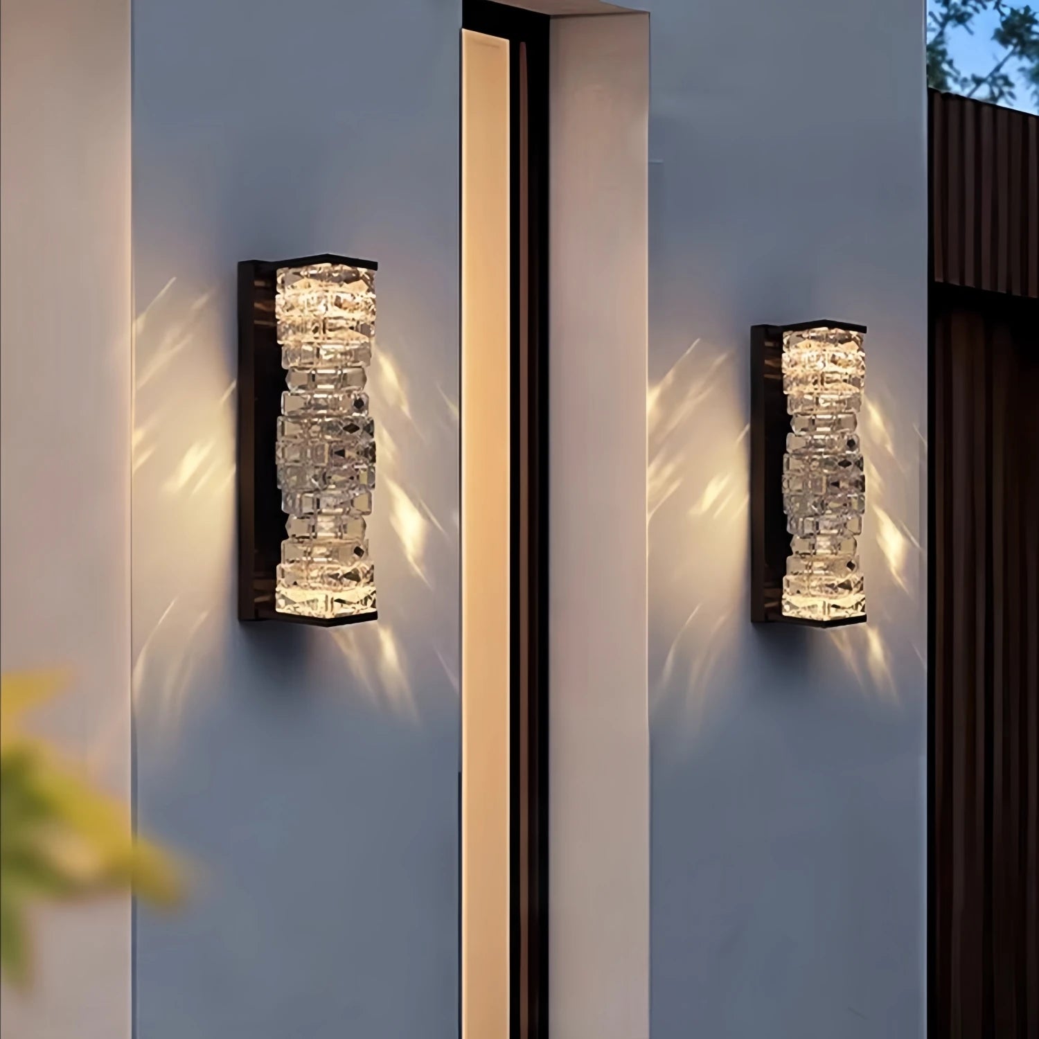 Nordic Outdoor Crystal Wall Light Black Waterproof Garden Decor Balcony Porch Front Door Outside Led Wall Mounted Lamp