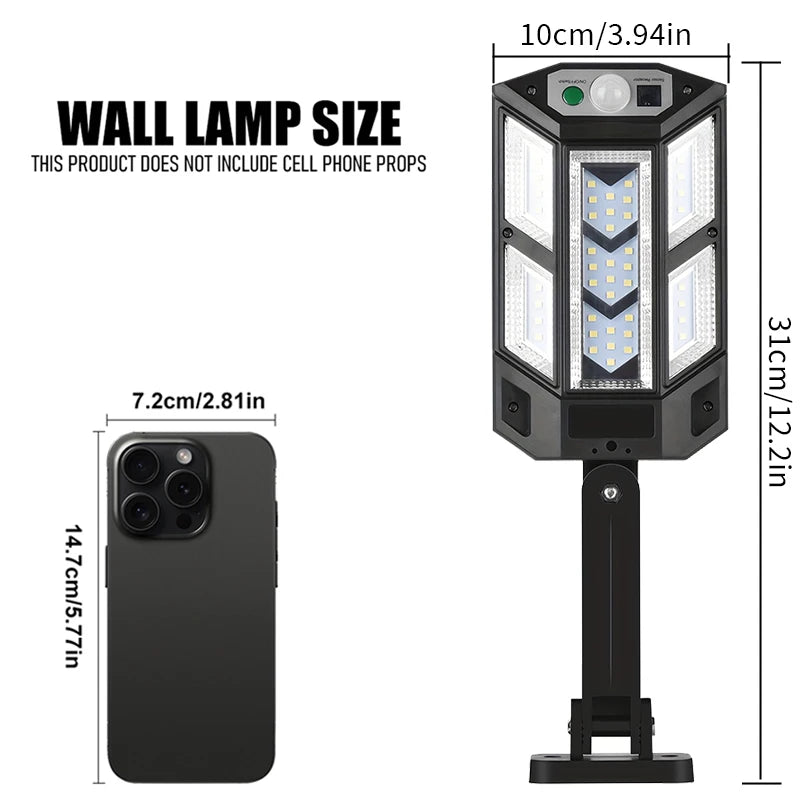 1-6 Packs 43 LED solar light outdoor garden path 1200mAh suitable for courtyard street porch Wall Lamp Energy efficient Lighting