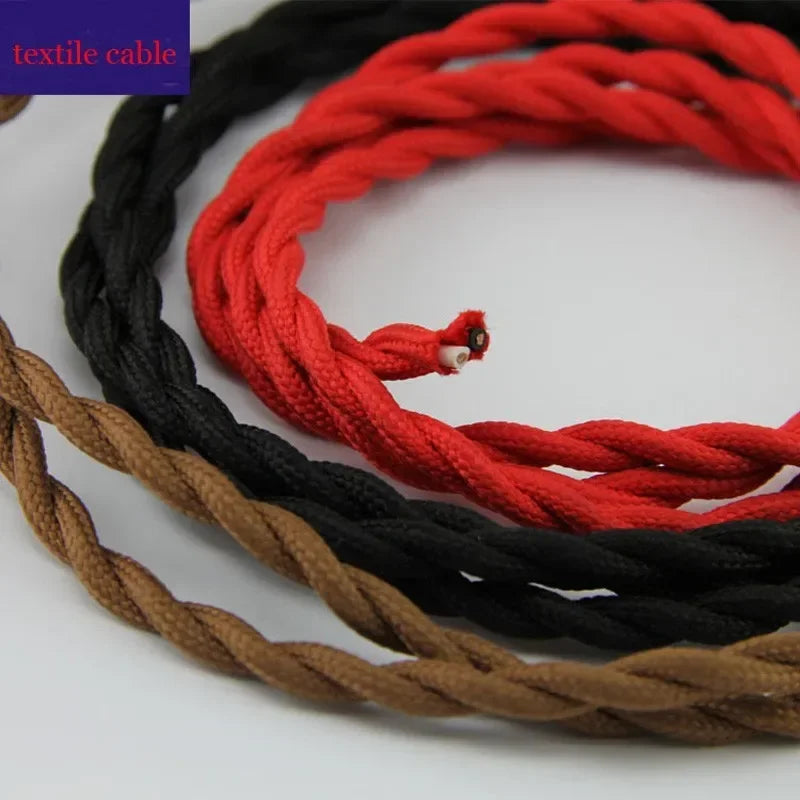Fabric Cable cord for Vintage Pendant light 110/220V Decoration lamp Cables Gold Knitted Cloth Twisted Electrical Wire