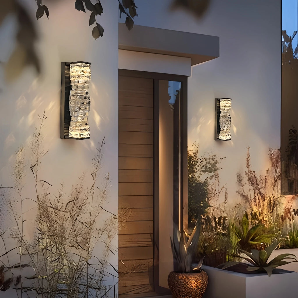 Nordic Outdoor Crystal Wall Light Black Waterproof Garden Decor Balcony Porch Front Door Outside Led Wall Mounted Lamp