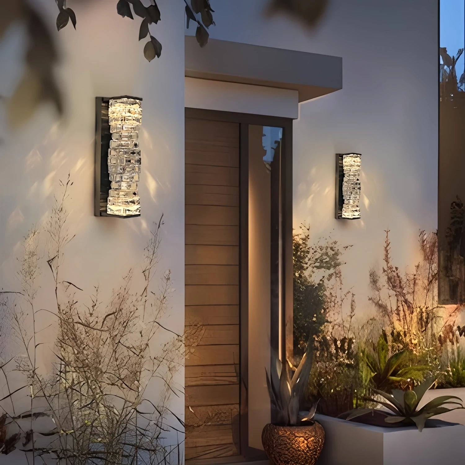 Nordic Outdoor Crystal Wall Light Black Waterproof Garden Decor Balcony Porch Front Door Outside Led Wall Mounted Lamp