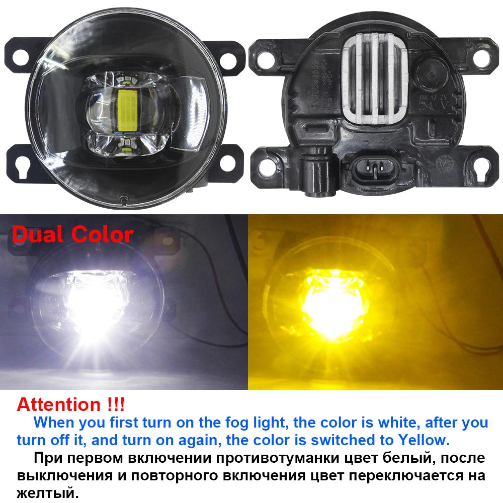2 Pieces LED Lens Fog Light For Dacia Renault Duster 2010-2020 30W 8000LM Adjustable Car Front Bumper Fog Lamp Assembly H11