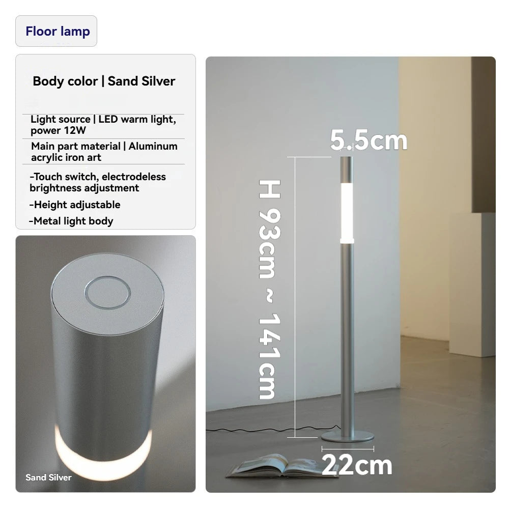 Adjustable Led Floor Lamp Chrome Black For Living Room Bedroom Sofa Side Corner Entryway Exhibition Hall Designer Standing Light