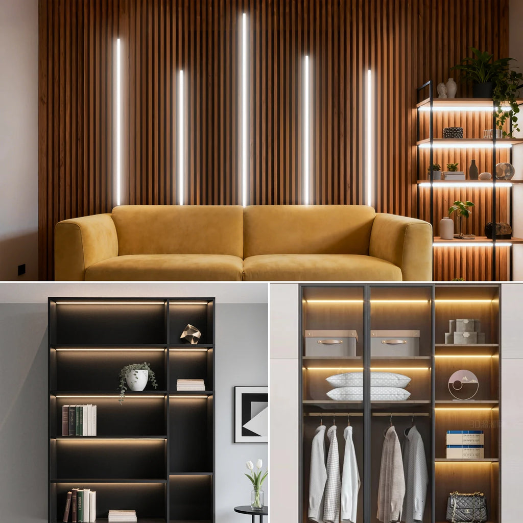 Neon COB Strip Acoustic Panel Wall Decoration Light Parallel LED Under Cabinet COB Light Motion Sensor Touch Switch LED Lamp 24V