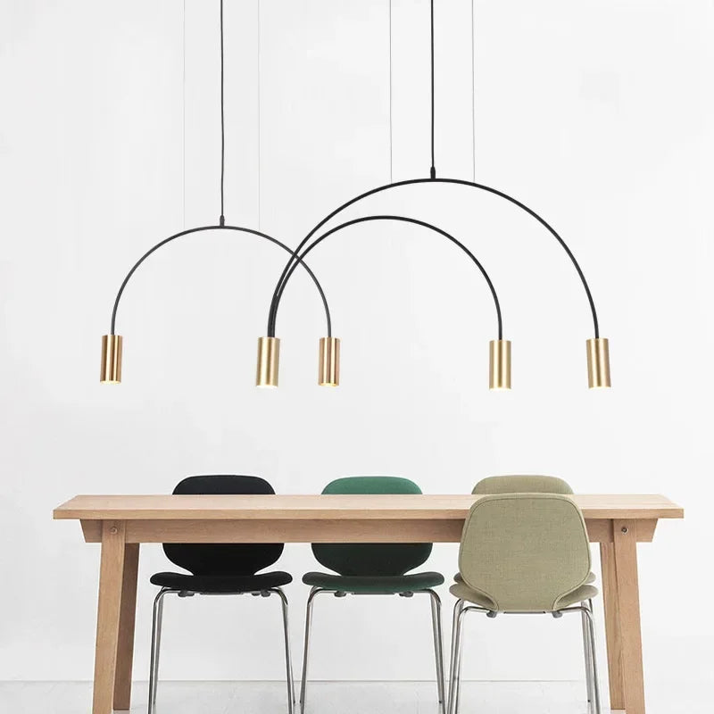 Minimalist Pendant lamp for Home Black Geometric Lines Dining Room Lighting Bedroom Pendant Lights Iron Art Indoor Lighting