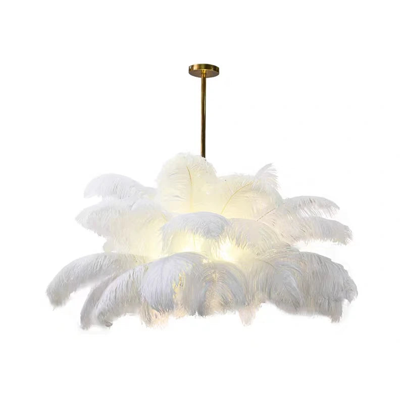 Luxury Ostrich Feather Lamp Led Pendant Lights Living Room Girl's Room Bedroom Indoor Lighting Chandelier Hanging Light Fixture