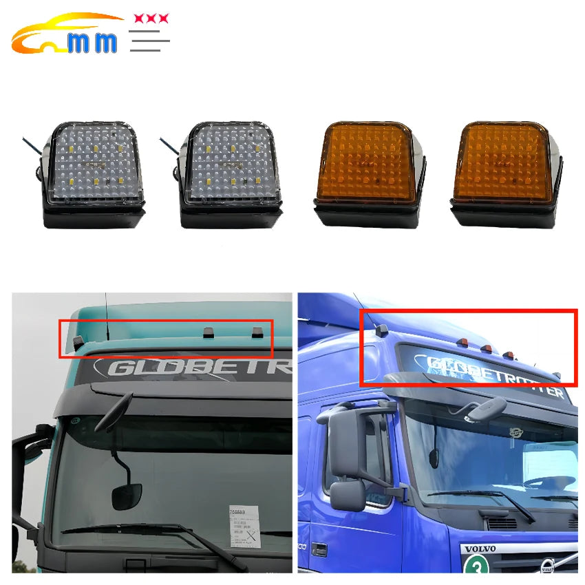 Amber White 24v top Light for Volvo heavy truck FH FM Truck Trailer For volvo roof lamp Volvo Doom lights OEM 1623726 1623727