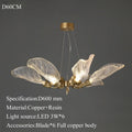 Luxury Villa Copper Branch Chandelier Dining Room Living Room Lobby Designer Art Resin Leaf Pendant Lamp Chandelier High Ceiling