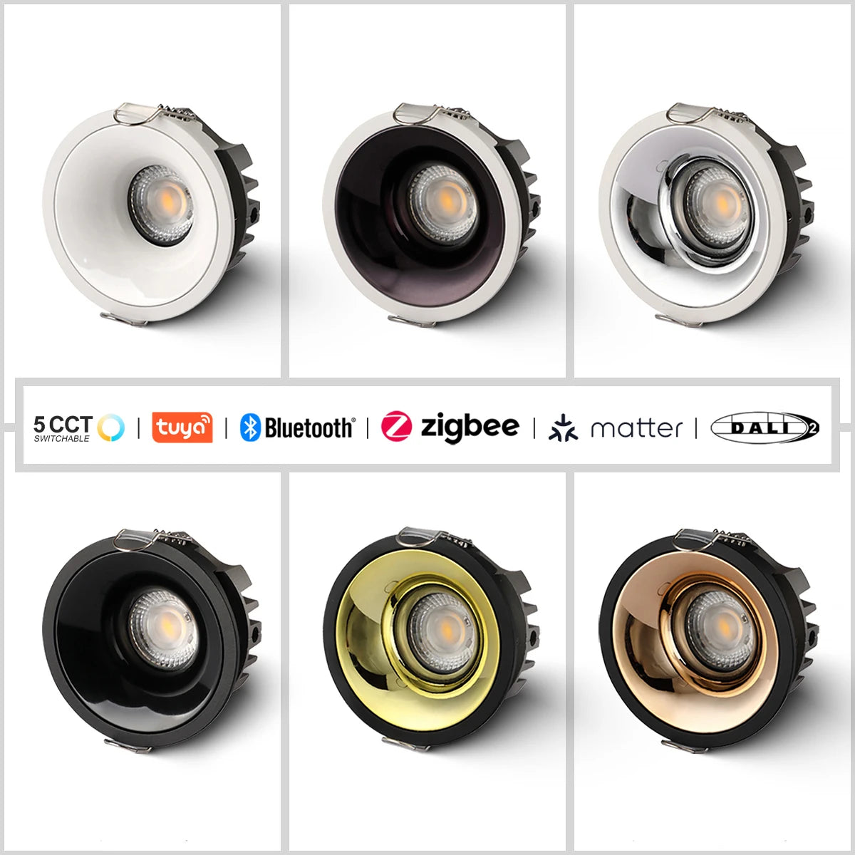 Tuya Zigbee/ DALI/ Matter Smart Recessed Led Spot light Ultra thin Anti Glare COB Ceiling Lamp Aluminum AC110V 220V Home Office