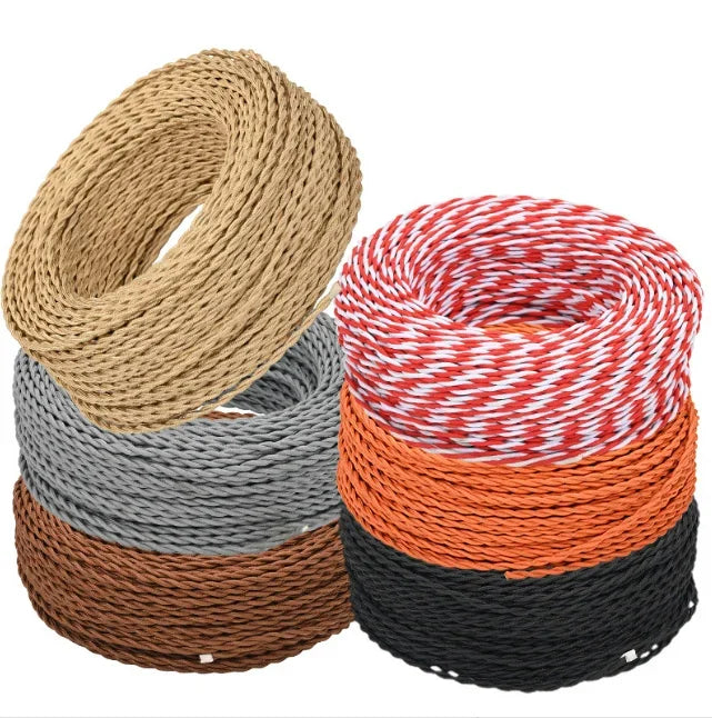 Fabric Cable cord for Vintage Pendant light 110/220V Decoration lamp Cables Gold Knitted Cloth Twisted Electrical Wire