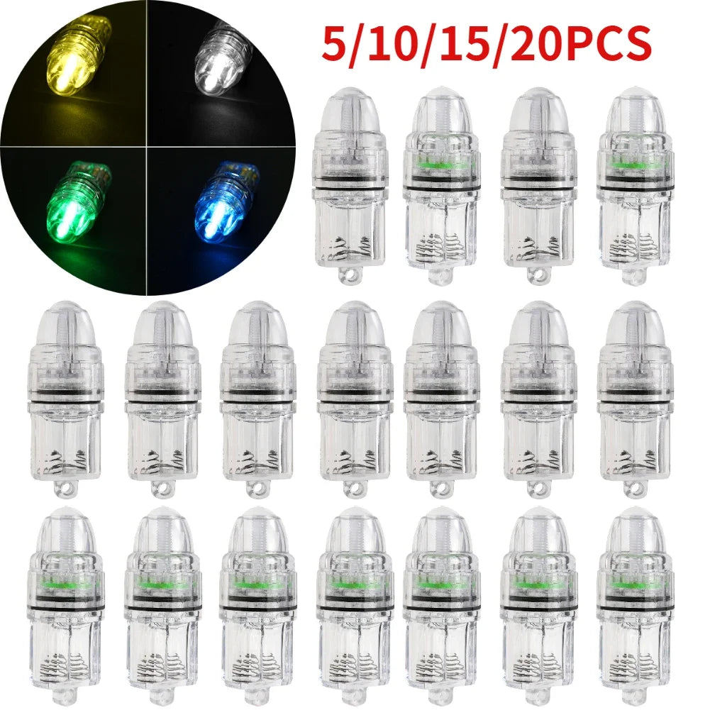 5-20pcs Underwater Deep Drop LED Fish Attracting Indicator Fish Lure Light Bait Fishing Lamp Lure LED Light Bait Fishing Tools