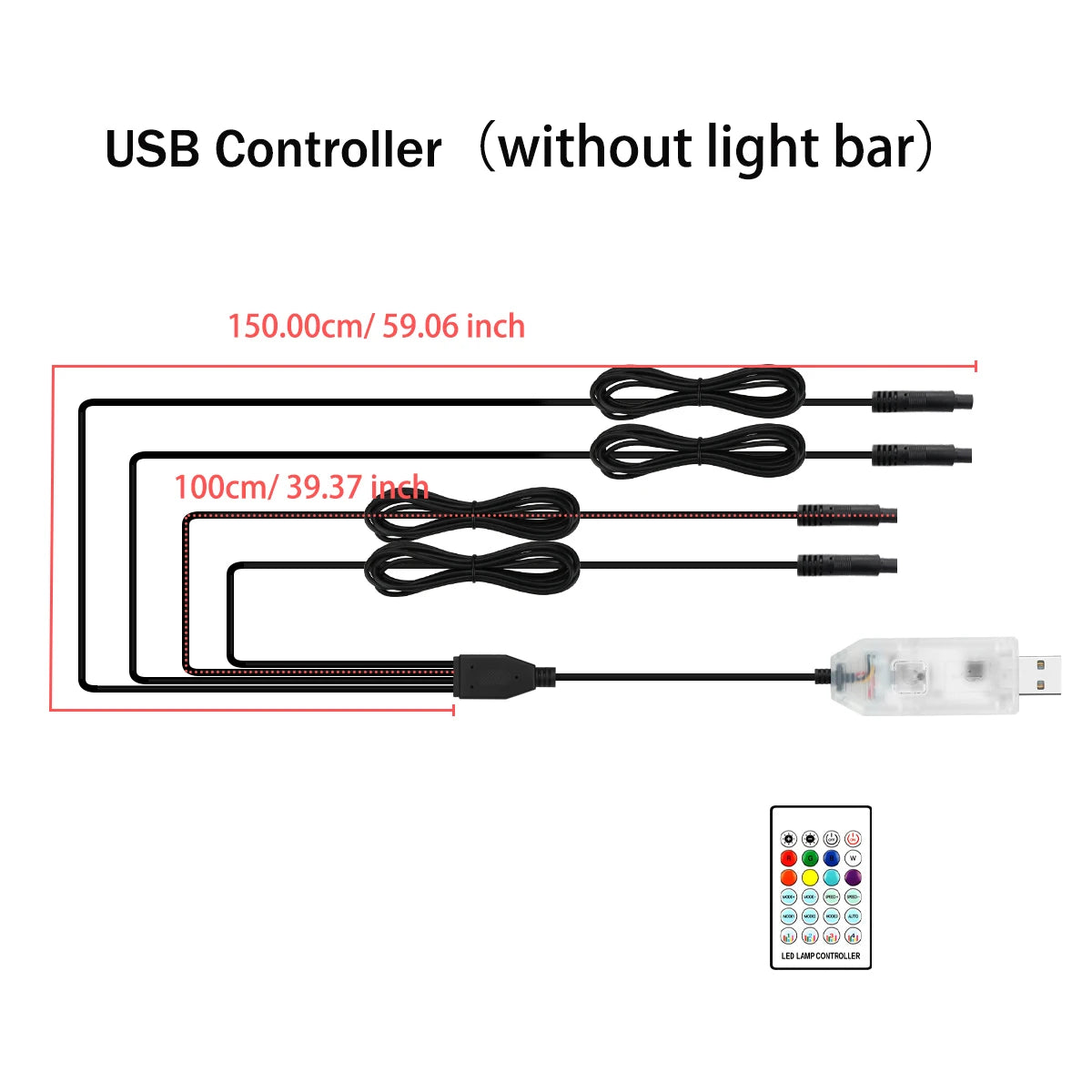 4 in 1 Full Color Streamer Car Door Frame LED Ambient Lights Symphony Acrylic Light Strip USB Atmosphere Lamp Kit Remote Control