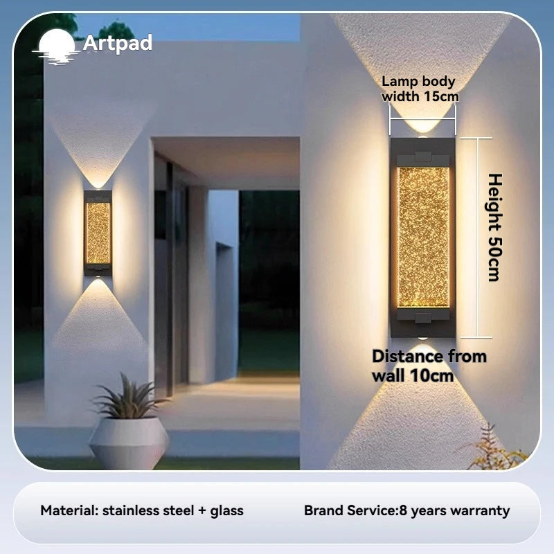 Nordic Outdoor Crystal Wall Light Black Waterproof Garden Decor Balcony Porch Front Door Outside Led Wall Mounted Lamp