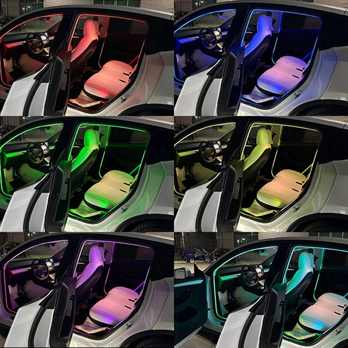 4 in 1 Full Color Streamer Car Door Frame LED Ambient Lights Symphony Acrylic Light Strip USB Atmosphere Lamp Kit Remote Control
