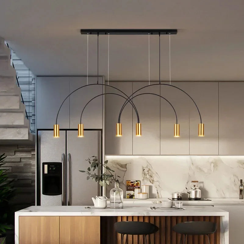 Minimalist Pendant lamp for Home Black Geometric Lines Dining Room Lighting Bedroom Pendant Lights Iron Art Indoor Lighting