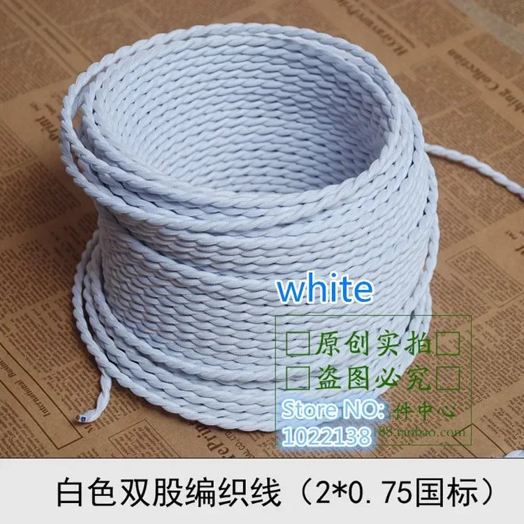 Fabric Cable cord for Vintage Pendant light 110/220V Decoration lamp Cables Gold Knitted Cloth Twisted Electrical Wire