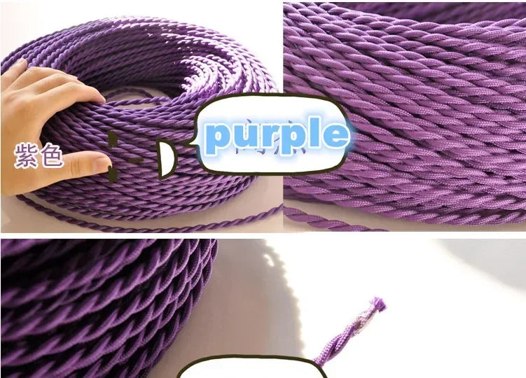 Fabric Cable cord for Vintage Pendant light 110/220V Decoration lamp Cables Gold Knitted Cloth Twisted Electrical Wire
