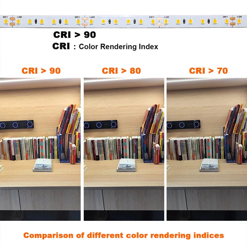 CRI90 High Brightness Single Strip 5m 10m 15m 20m 25M 30m LED Strips 24V 12V Light Strip CRI 90 Flexible 20 meters Soft Lamp Bar