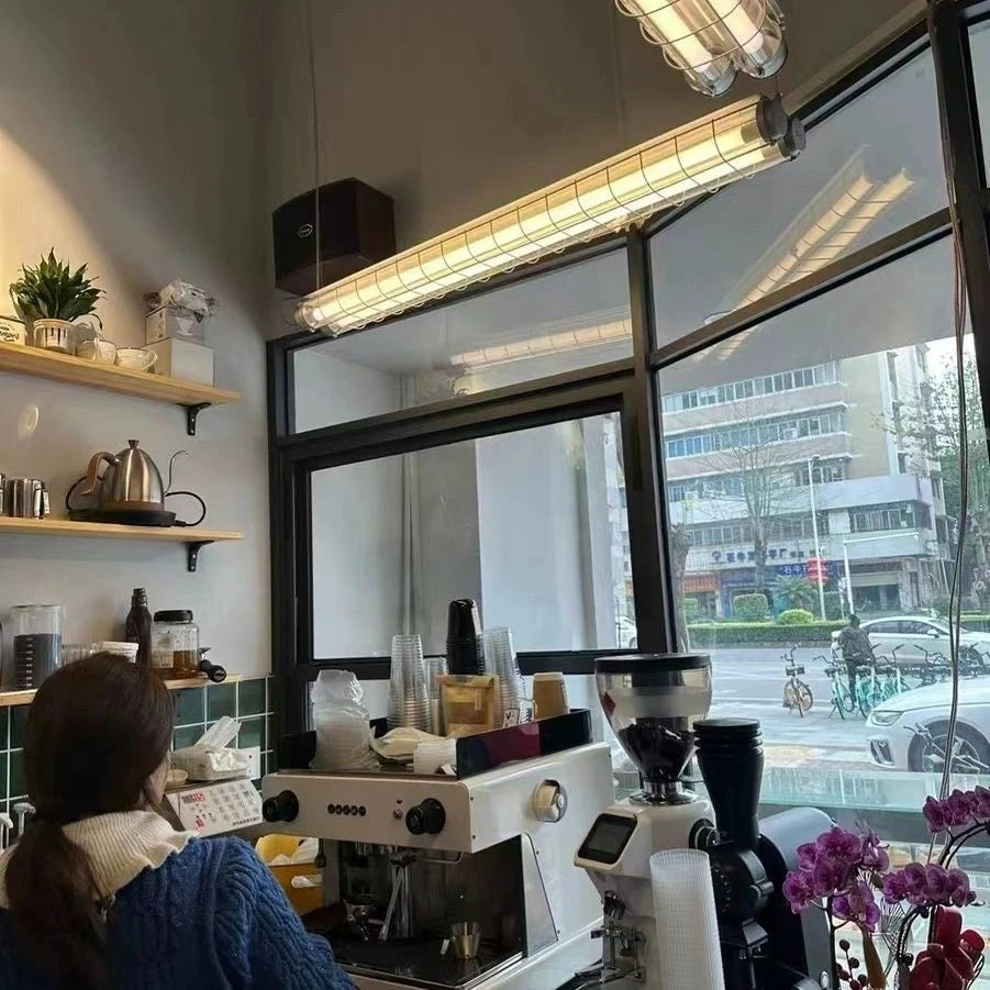 Industrial Retro Checkstand Chandeliers Long Metal Led Hanging Lamp For Office Bar Dining Room Kitchen Island Lighting Fixtures