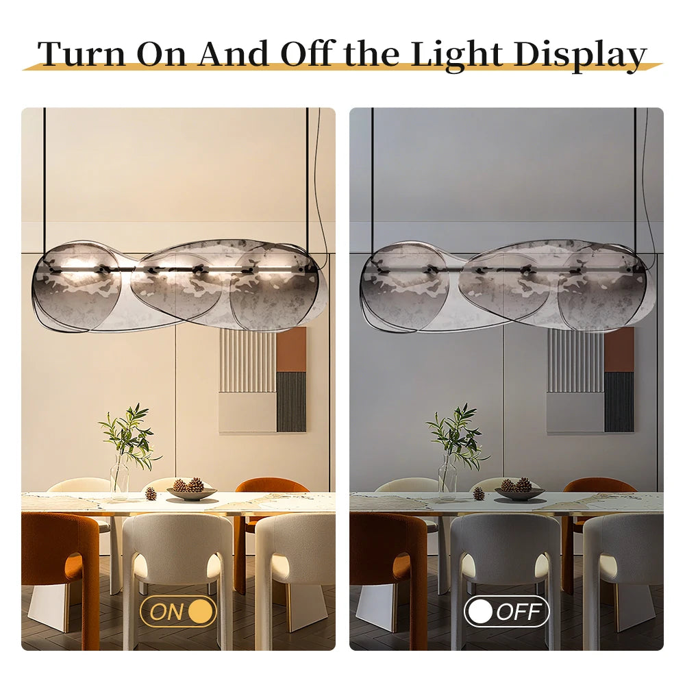 ltalian Modern Hanging Lamp For Dining room Kitchen Table Island Layered Clear Gray Glass Pendant Light Long LED Chandelier