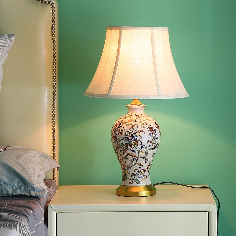 American-style Home Desk Lamp With Painted Patterns, Bedside Lamp For Home Decoration, Desk Lamp For Interior Decoration