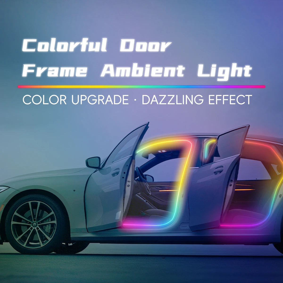 4 in 1 Full Color Streamer Car Door Frame LED Ambient Lights Symphony Acrylic Light Strip USB Atmosphere Lamp Kit Remote Control
