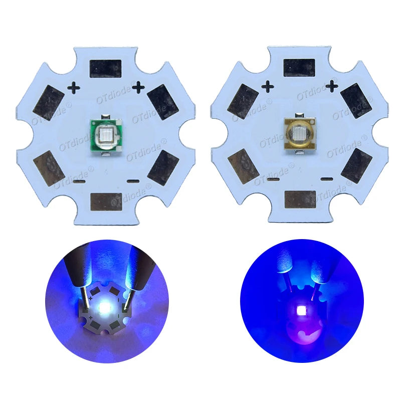 1-50pcs 3W 3535 UV Purple High Power LED Lamp Chip 365nm 370nm 385nm 395nm 400nm 410nm 420nm Beads Ultra Violet Light With PCB