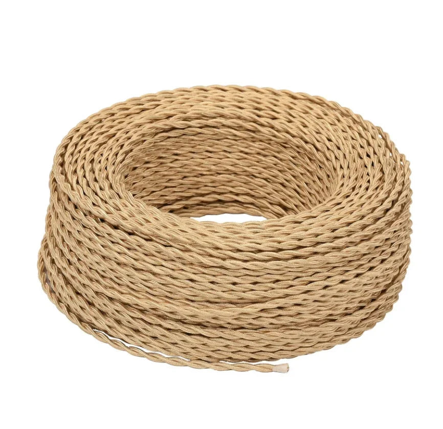 Fabric Cable cord for Vintage Pendant light 110/220V Decoration lamp Cables Gold Knitted Cloth Twisted Electrical Wire