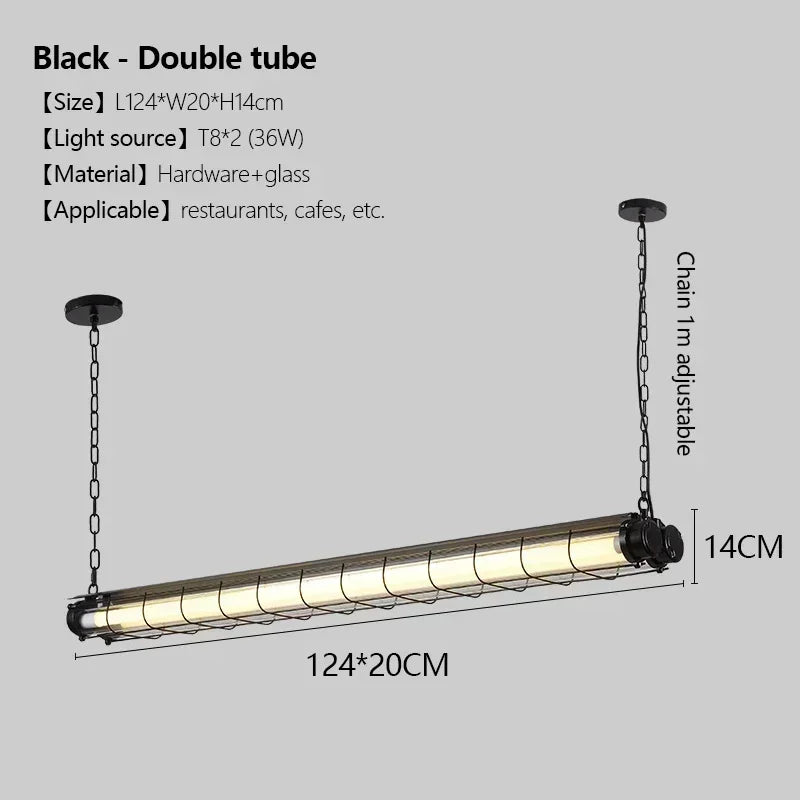 Industrial Retro Checkstand Chandeliers Long Metal Led Hanging Lamp For Office Bar Dining Room Kitchen Island Lighting Fixtures