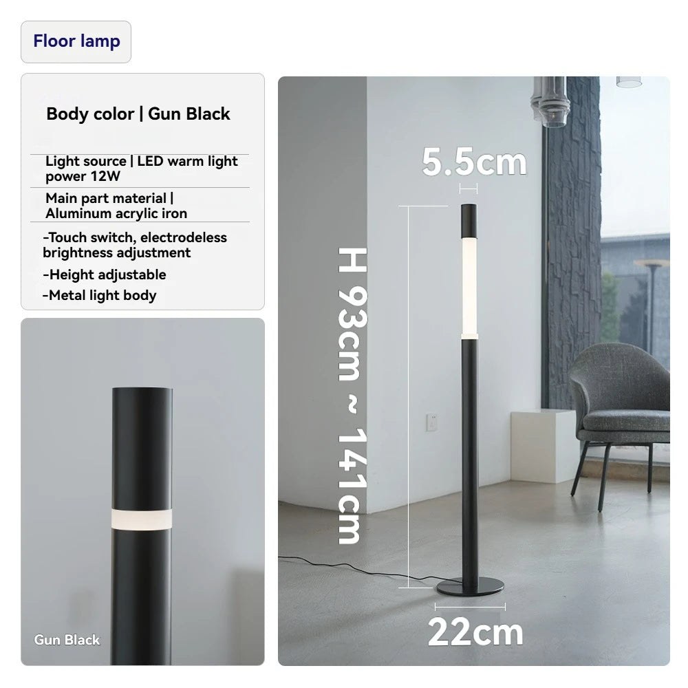 Adjustable Led Floor Lamp Chrome Black For Living Room Bedroom Sofa Side Corner Entryway Exhibition Hall Designer Standing Light